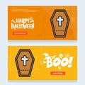 Happy Halloween invitation design with coffins vector Royalty Free Stock Photo