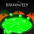 happy halloween isometric cauldron pumkin banner 