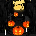 Happy halloween isometric pumkin banner 