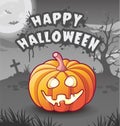 Happy halloween. Jack lantern. cartoon character. Glowing orange pumpkin with sinister toothy smile Royalty Free Stock Photo