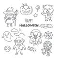 Happy halloween kawaii doodle