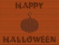 Happy halloween knitted illustration with pumpkin silhouette