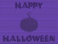 Happy halloween knitted illustration with pumpkin silhouette