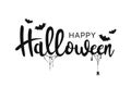 Happy Halloween lettering. Handwritten calligraphy with spider web and bats for greeting cards, posters Royalty Free Stock Photo