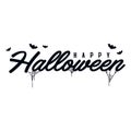 Happy Halloween lettering. Handwritten calligraphy with spider web and bats for greeting cards Royalty Free Stock Photo