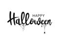 Happy Halloween lettering. Handwritten calligraphy with spider web for greeting cards, posters, banners Royalty Free Stock Photo