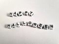 Happy Halloween lettering on white blocks on a white background Royalty Free Stock Photo