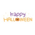Happy halloween message with pumpkin.Cute font Royalty Free Stock Photo