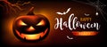 Happy Halloween Message Pumpkins Ghost, Bat, On Orange And Black Background