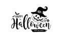 Happy halloween message vector pumpkin and hat with bat design Royalty Free Stock Photo