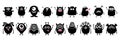 Happy Halloween. Monster icon set line. Cute kawaii cartoon scary funny character. Black silhouette shape. Funny baby collection. Royalty Free Stock Photo