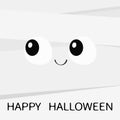 Happy Halloween. Mummy monster square face. Cute cartoon funny spooky baby character. Mum head with eye and smile. Greeting card. Royalty Free Stock Photo