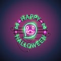 Happy Halloween Neon Ghost