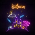 Happy Halloween neon signboard.