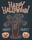 Happy Halloween night party flyer - spooky tree