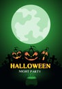 Happy Halloween night party pumpkin green moon light for holiday celebration festival background vector Royalty Free Stock Photo