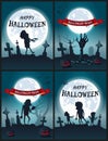 Happy Halloween Night Set of Scary Posters Royalty Free Stock Photo