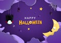 Happy Halloween night, witch and magic, bedtime good dream concept greeting card, invitation poster vector background illustration