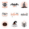 Happy Halloween overlays, lettering labels design set. Royalty Free Stock Photo