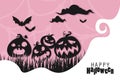 Happy Halloween paper cut Background, Vector Illustration halloween Paper cut Design.