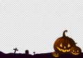 Happy Halloween  party background with 3 pumpkin basket, family set, ghost  isolated  on png or transparent  background, vector Royalty Free Stock Photo