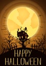 Happy Halloween party banner with spooky castle Royalty Free Stock Photo