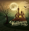 Happy Halloween party castles design background Royalty Free Stock Photo