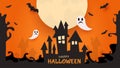 Happy Halloween party decoration with full moon and dark castle concept Royalty Free Stock Photo