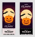 Happy Halloween party flyer template design. All hallow eve poster in scary cartoon style. Vector illustration