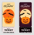 Happy Halloween party flyer template design. All hallow eve poster in scary cartoon style. Vector illustration