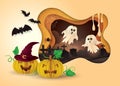 Happy Halloween Party Frame, Abstract Spooky background with graveyard Royalty Free Stock Photo