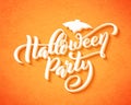 Happy halloween party. Hand drawn creative calligraphy design for holiday greeting card . Vector illustration. Royalty Free Stock Photo