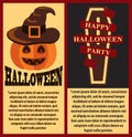 Happy Halloween PostersSet Vector Illustration Royalty Free Stock Photo