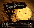 Happy Halloween party poster with spooky castle Royalty Free Stock Photo