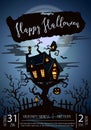 Happy Halloween party poster with spooky castle Royalty Free Stock Photo