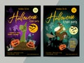 Happy Halloween party poster template design. All hallow eve fly
