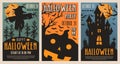 Halloween party colorful set posters