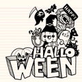 Happy Halloween Party, Text Banner,Tattoo Style