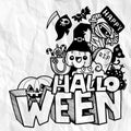 Happy Halloween Party, Text Banner,Tattoo Style