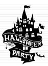 Happy Halloween Party, Text Banner,Tattoo Style