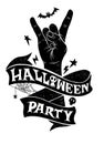 Happy Halloween Party, Text Banner,Tattoo Style