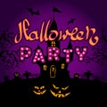 Happy Halloween party on violette background