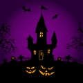 Happy Halloween party on violette background