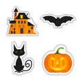 Happy Halloween patch badges with ghost, pumpkin, bat, cat, cand