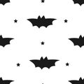 Happy Halloween pattern with cute bats and stars. Flat design. Vector background for textile and wrapping