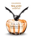 Happy Halloween perfume or potion Vector realistic. Product placement mock up bottles. Original stylish 3d illustrations