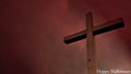 Happy halloween postcard: Cross situated on a hill in dramatic clouds