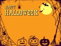 Happy Halloween poster background with web spiders and pumpkins. Vectort Hallowee