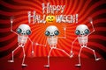 Happy Halloween poster/ banner - skeletons