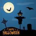 Happy Halloween Poster on Dark Moon Background